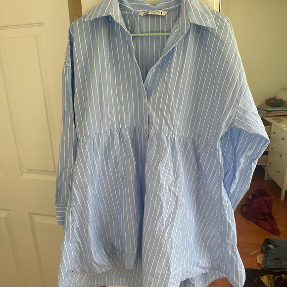 Zara oversized striped blue shirt dress - Picture 1 of 3